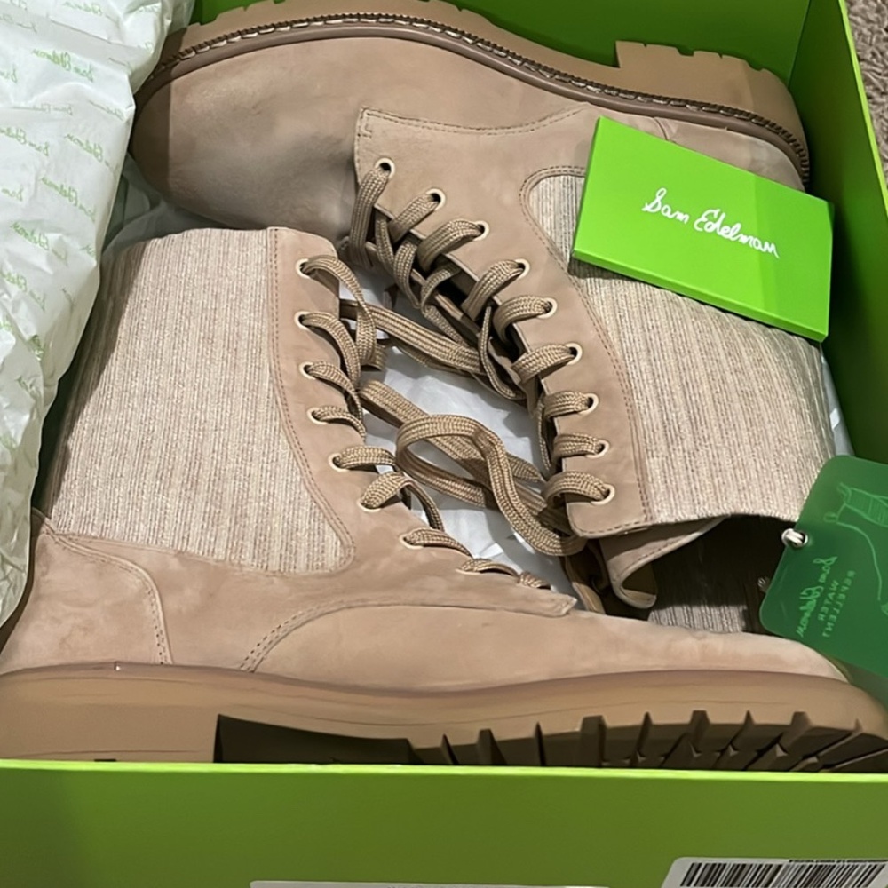 Sam Edelman Lydell Combat Boots- Sesame Suede (Women’s 8.5)